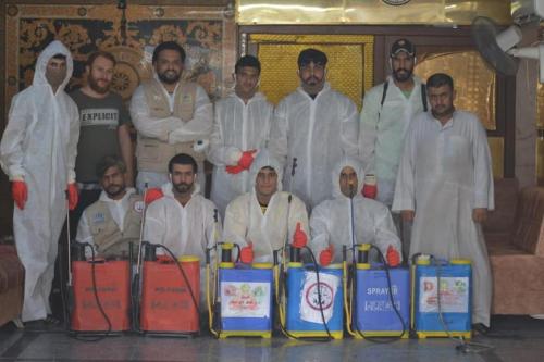 حملة تعفير مخيم كربلاء - فندق الحميري  للنازحين